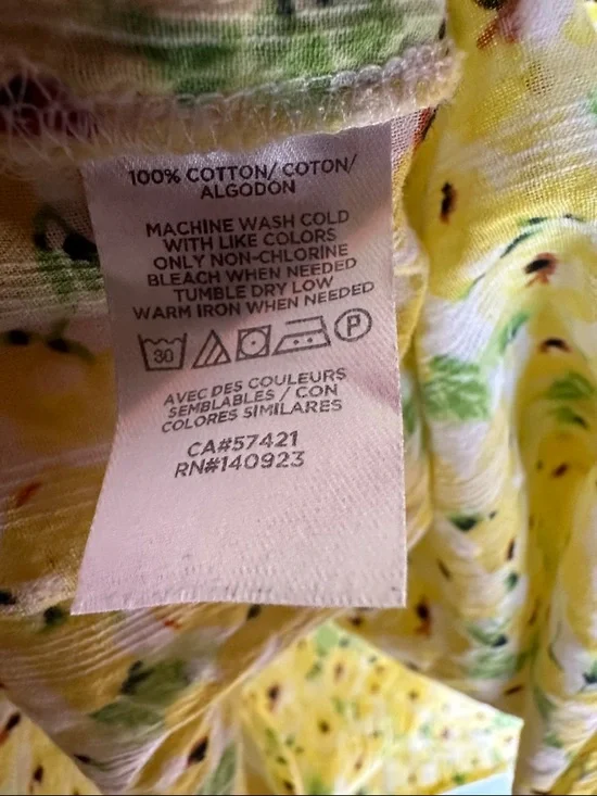 LOFT Yellow Floral Peasant Blouse with Tie - Picture 3 of 5